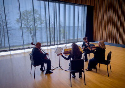 Isabel quartet in rehearsal hall by the window